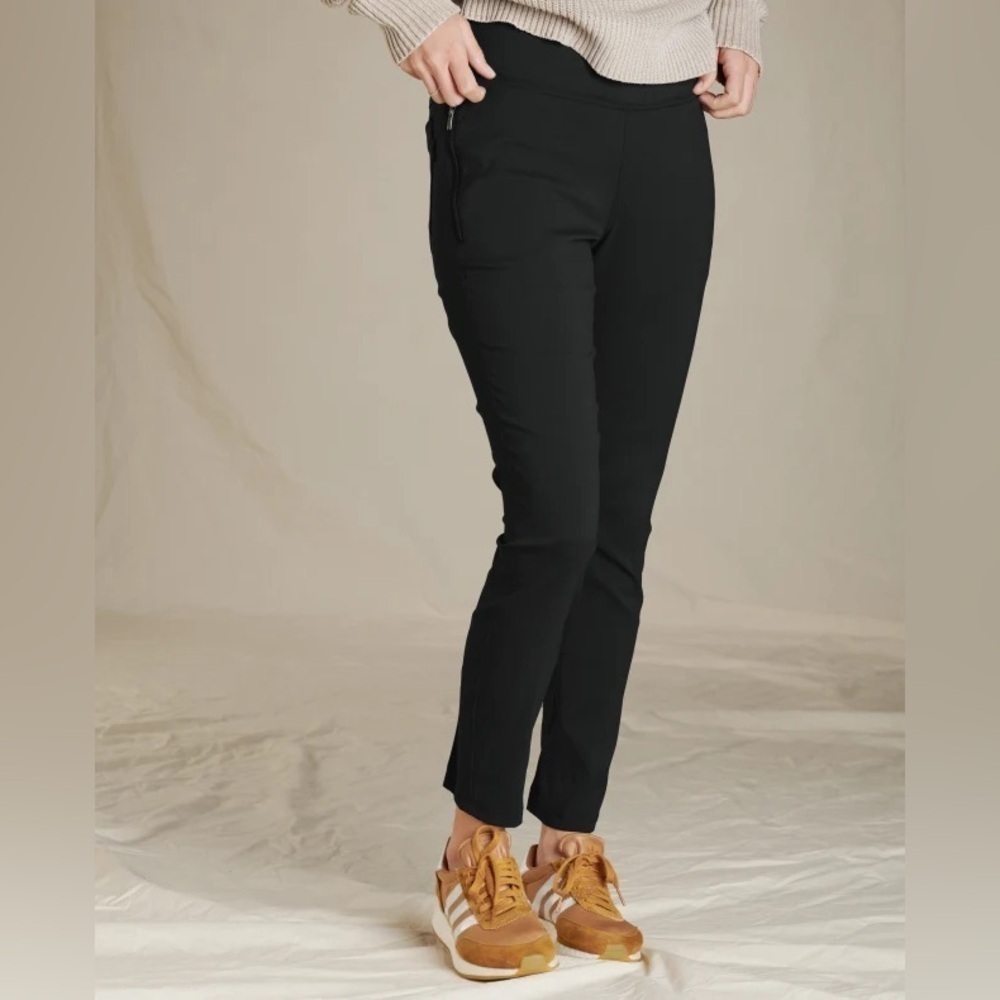 Toad&Co Black Flextime Moto Crop Pant Women's Size 12 Highrise Zip Pockets